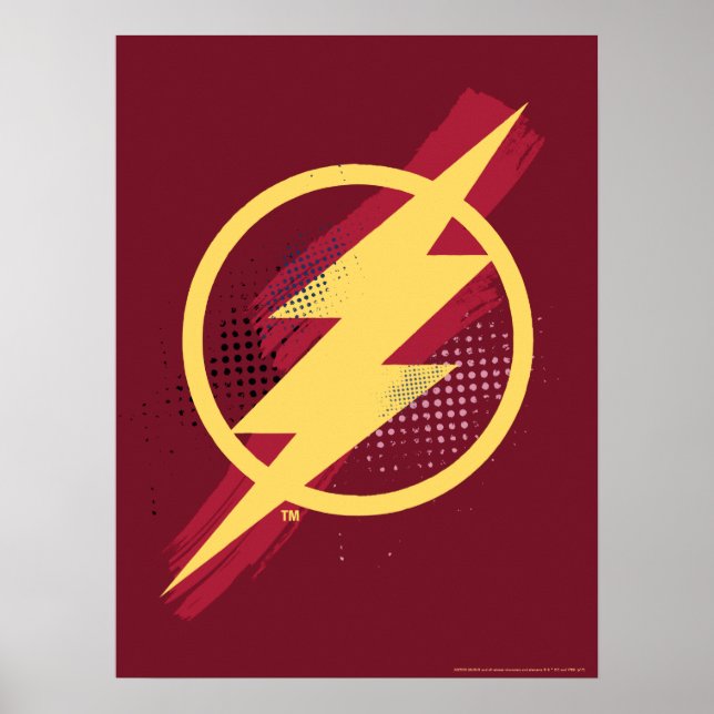 Justizielle Liga | Brush & Halftone Flash Symbol Poster (Vorne)