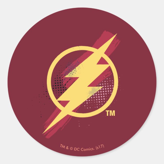 Justizielle Liga | Brush & Halftone Flash Symbol Runder Aufkleber (Vorderseite)