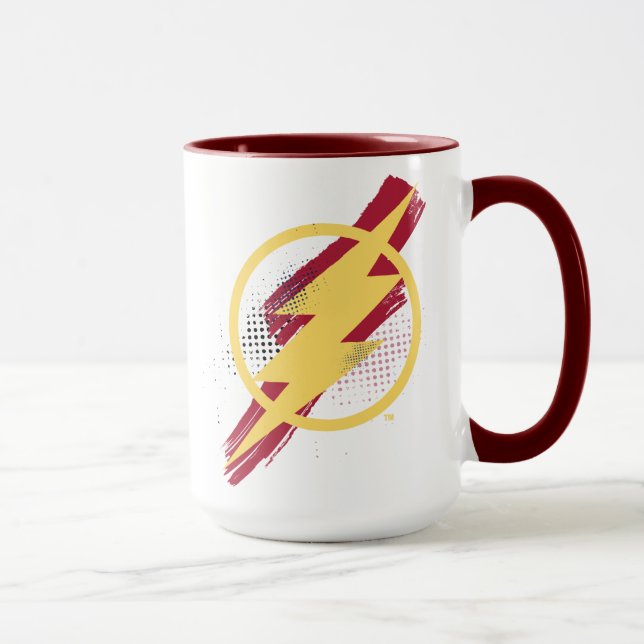 Justizielle Liga | Brush & Halftone Flash Symbol Tasse (Rechts)