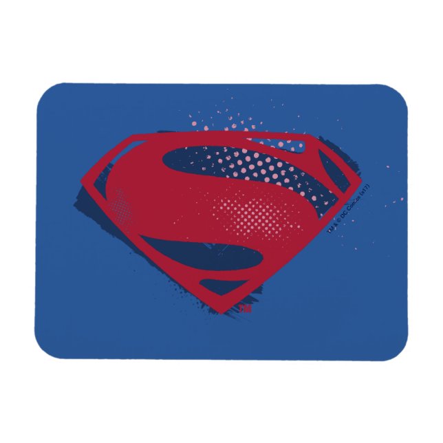 Justizielle Liga | Brush & Halftone Superman Symbo Magnet (Horizontal)