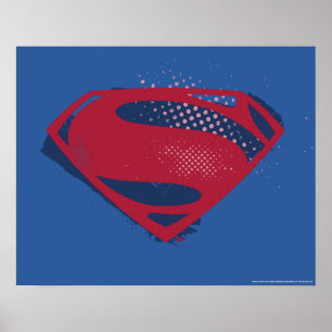 Justizielle Liga Brush & Halftone Superman Symbo Poster