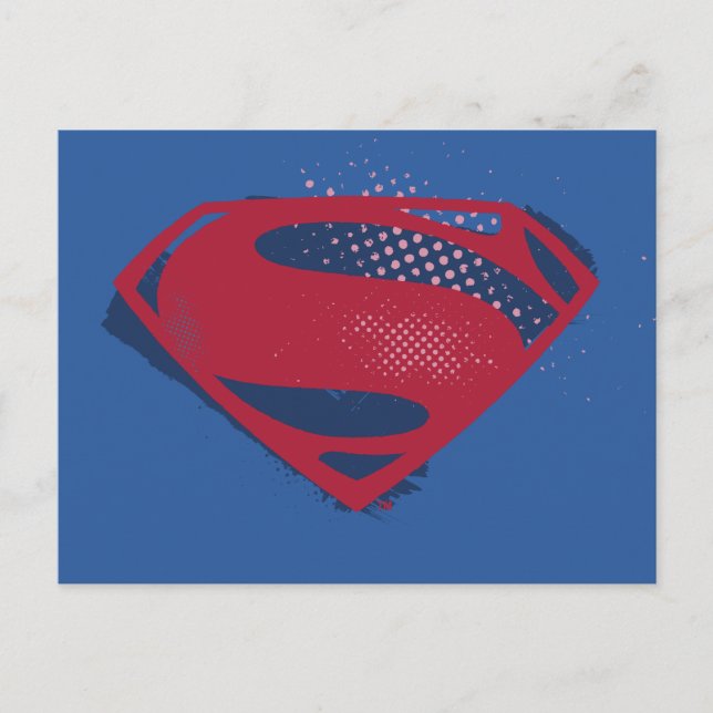 Justizielle Liga | Brush & Halftone Superman Symbo Postkarte (Vorderseite)