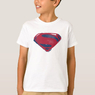 Justizielle Liga   Brush & Halftone Superman Symbo T-Shirt