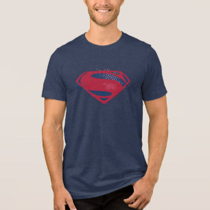 Justizielle Liga   Brush & Halftone Superman Symbo Tri-Blend Shirt