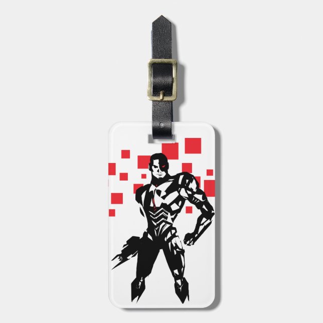 Justizielle Liga | Cyborg Digital Noir Pop Art Gepäckanhänger (Vorderseite vertikal)