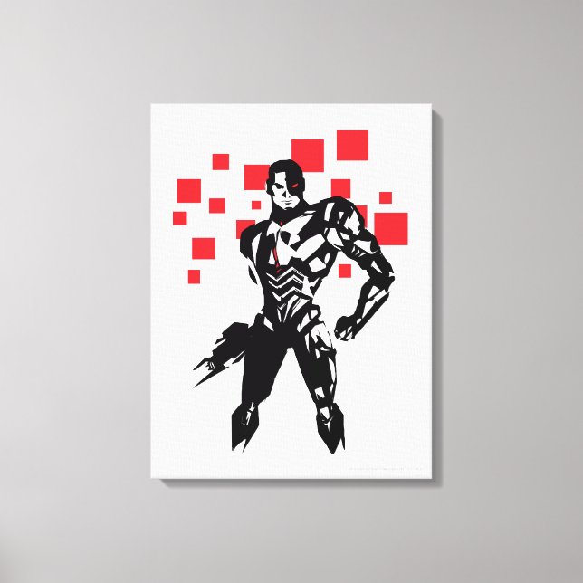 Justizielle Liga | Cyborg Digital Noir Pop Art Leinwanddruck (Vorderseite)