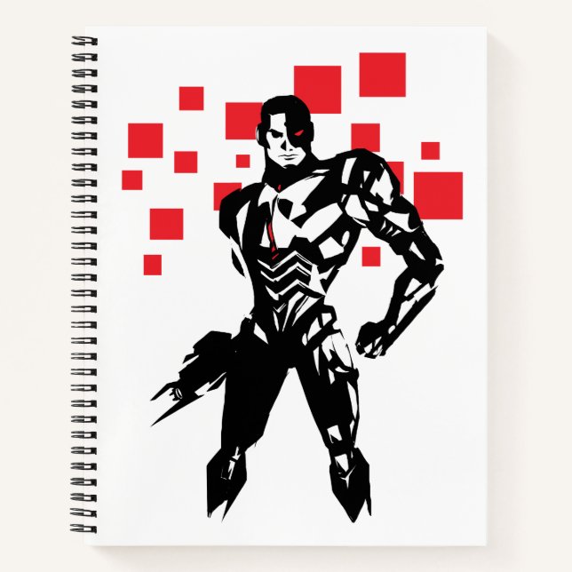 Justizielle Liga | Cyborg Digital Noir Pop Art Notizbuch (Vorderseite)