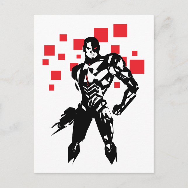 Justizielle Liga | Cyborg Digital Noir Pop Art Postkarte (Vorderseite)