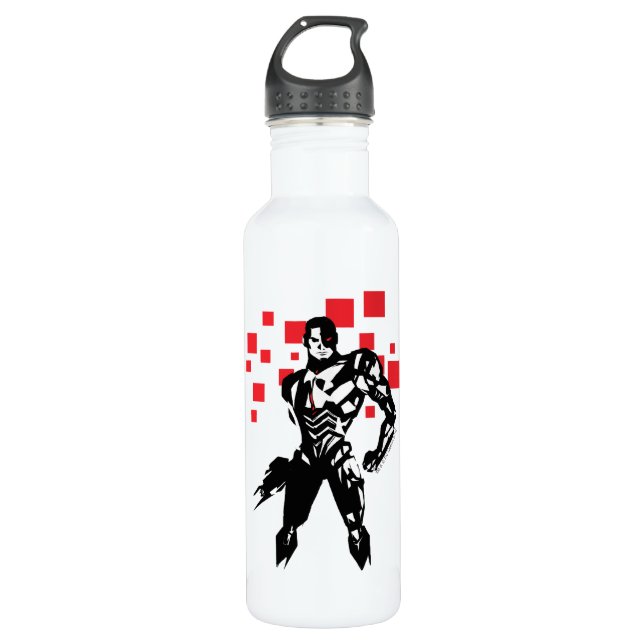 Justizielle Liga | Cyborg Digital Noir Pop Art Trinkflasche (Vorderseite)