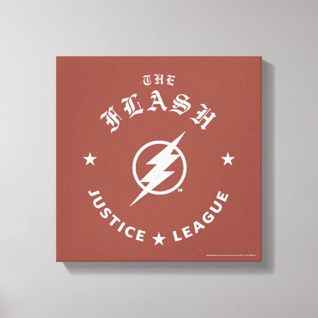Justizielle Liga | Das Flash Retro-Blitzemblem Leinwanddruck (Vorderseite)