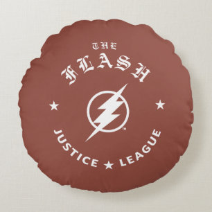 Justizielle Liga   Das Flash Retro-Blitzemblem Rundes Kissen