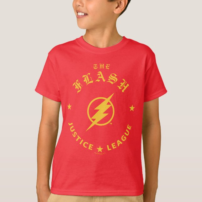 Justizielle Liga | Das Flash Retro-Blitzemblem T-Shirt (Vorderseite)