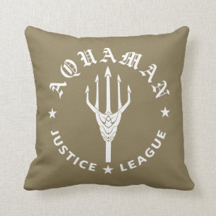 Justizielle Liga   Emblem Aquaman Retro Trident Kissen