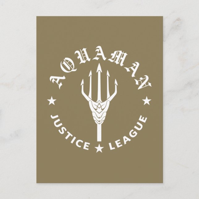 Justizielle Liga | Emblem Aquaman Retro Trident Postkarte (Vorderseite)