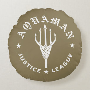 Justizielle Liga   Emblem Aquaman Retro Trident Rundes Kissen