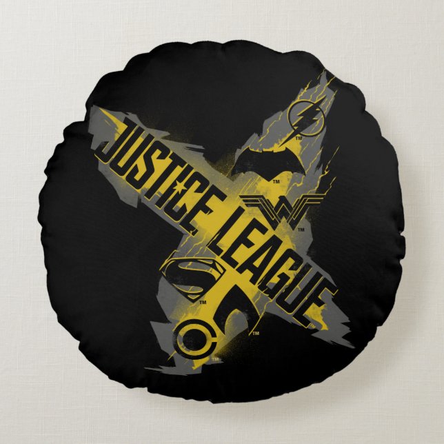 Justizielle Liga | Justice League & Team Symbols Rundes Kissen (Vorderseite)