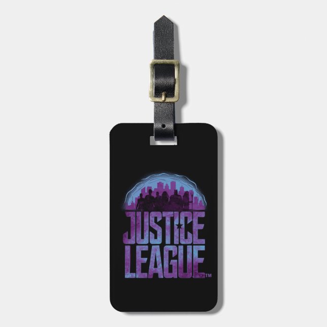 Justizielle Liga | Justizielle Silhouette Stadt Gepäckanhänger (Vorderseite vertikal)