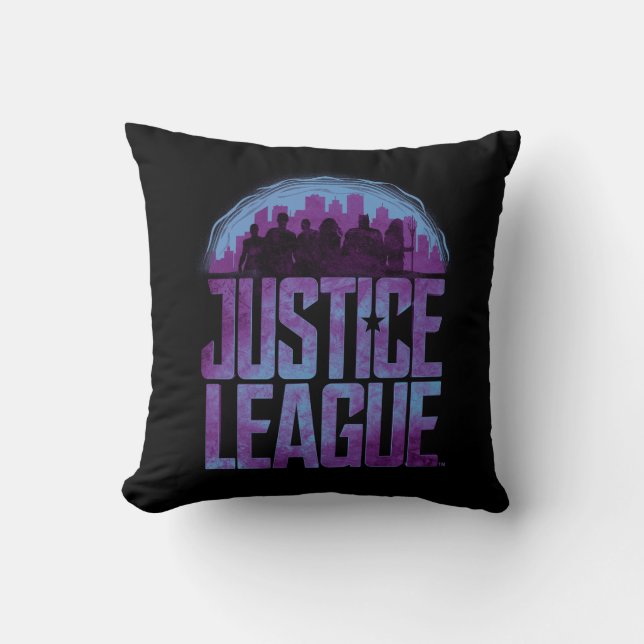 Justizielle Liga | Justizielle Silhouette Stadt Kissen (Vorderseite)