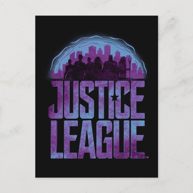 Justizielle Liga | Justizielle Silhouette Stadt Postkarte (Vorderseite)