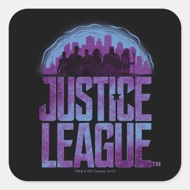 Justizielle Liga | Justizielle Silhouette Stadt Quadratischer Aufkleber (Vorderseite)