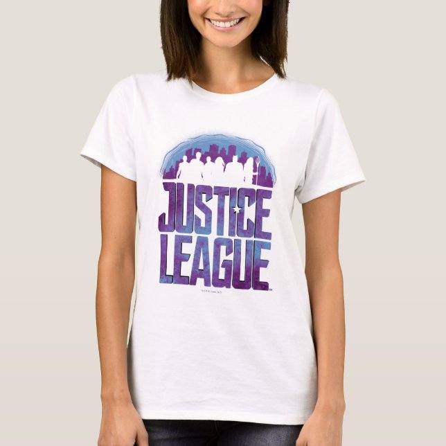 Justizielle Liga | Justizielle Silhouette Stadt T-Shirt (Vorderseite)
