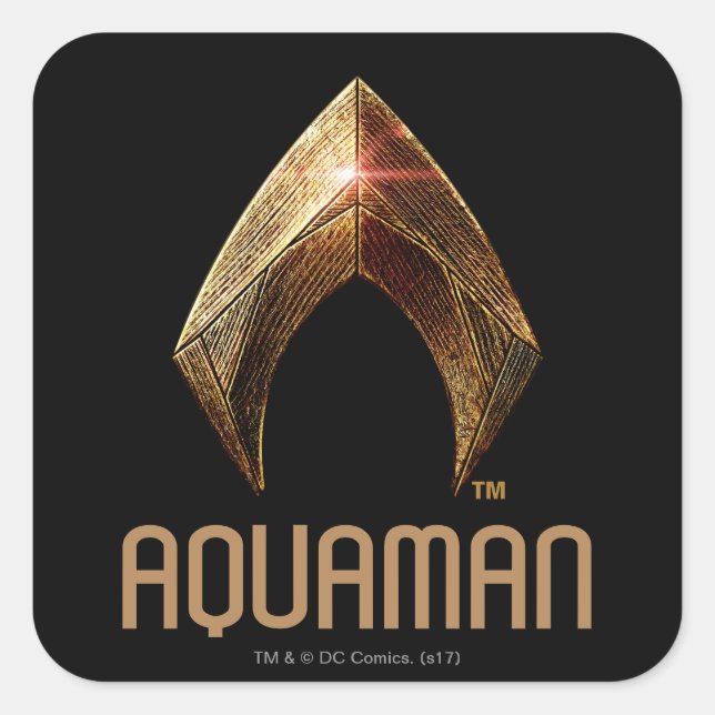 Justizielle Liga | Metallisches Aquaman-Symbol Quadratischer Aufkleber (Vorderseite)