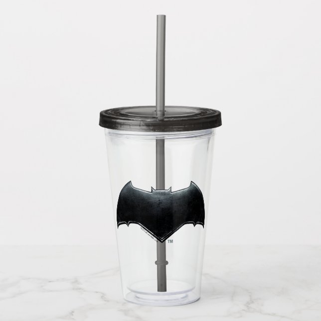 Justizielle Liga | Metallisches Batman-Symbol Acryltrinkbecher (Vorderseite)