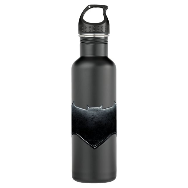 Justizielle Liga | Metallisches Batman-Symbol Edelstahlflasche (Vorderseite)