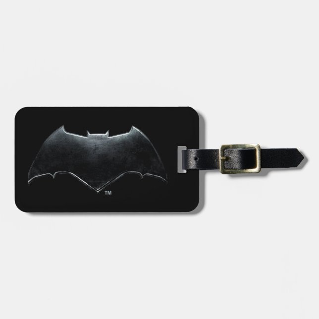 Justizielle Liga | Metallisches Batman-Symbol Gepäckanhänger (Vorderseite horizontal)