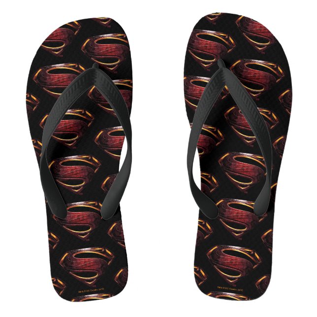 Justizielle Liga | Metallisches Superman-Symbol Flip Flops (Fußbett)