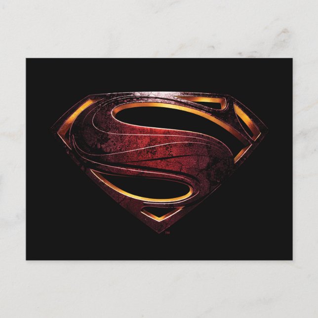 Justizielle Liga | Metallisches Superman-Symbol Postkarte (Vorderseite)
