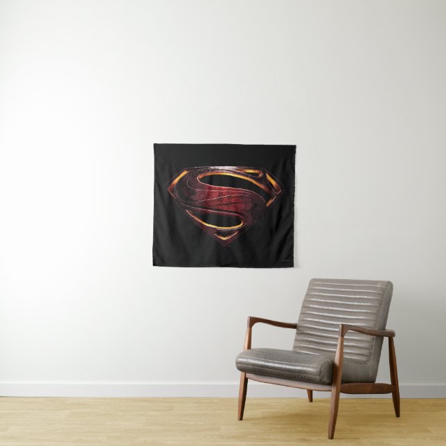 Justizielle Liga | Metallisches Superman-Symbol Wandteppich (Beispiel (Horizontal))