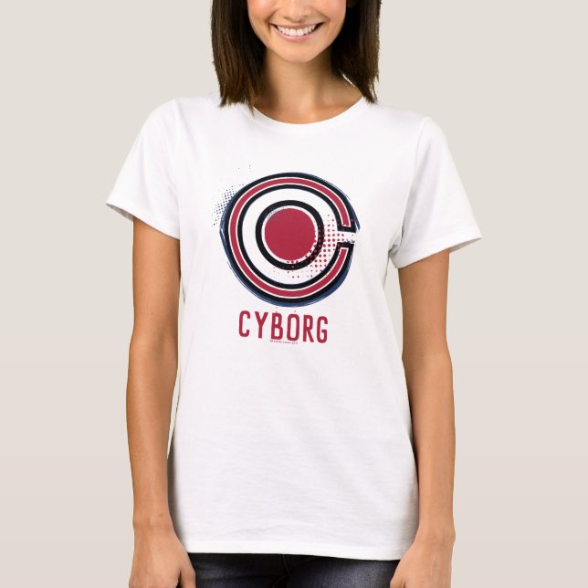 Justizielle Liga | Pinsel und Halftone Cyborg - Sy T-Shirt (Vorderseite)