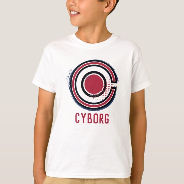 Justizielle Liga | Pinsel und Halftone Cyborg - Sy T-Shirt (Vorderseite)