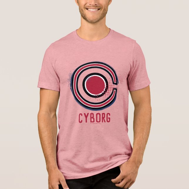 Justizielle Liga | Pinsel und Halftone Cyborg - Sy Tri-Blend Shirt (Vorderseite)