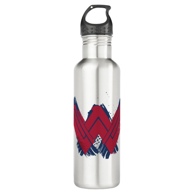 Justizielle Liga | Pinsel Wonder Woman Symbol Edelstahlflasche (Vorderseite)