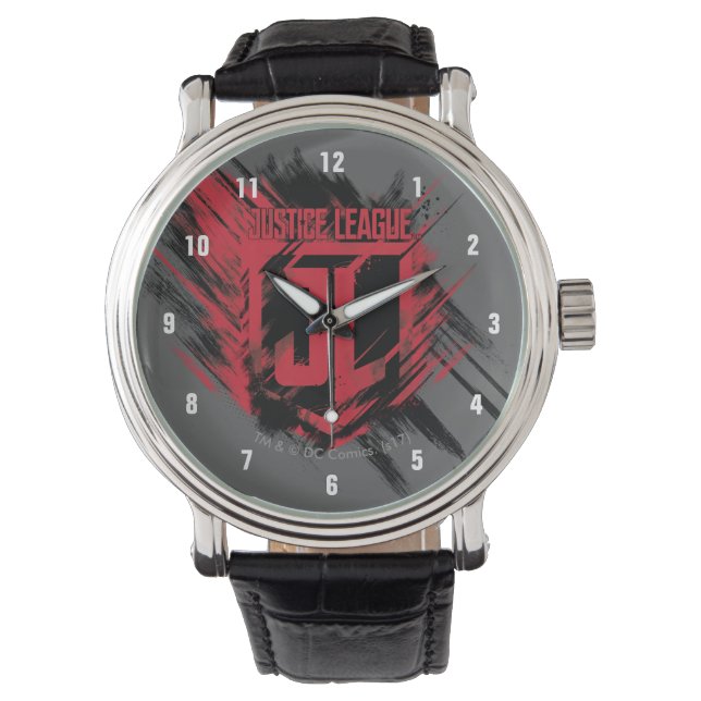 Justizielle Liga | Pinselstrich JL Shield Armbanduhr (Vorderseite)