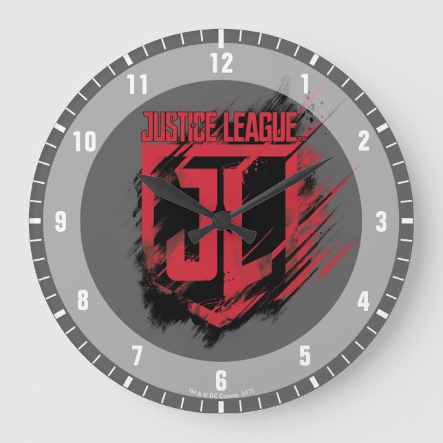 Justizielle Liga | Pinselstrich JL Shield Große Wanduhr (Vorderseite)