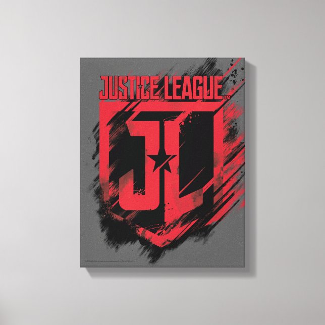 Justizielle Liga | Pinselstrich JL Shield Leinwanddruck (Vorderseite)