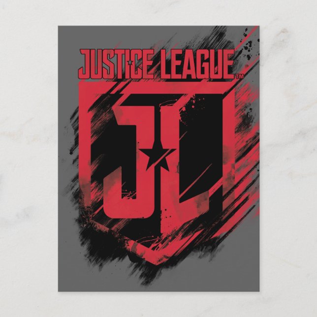 Justizielle Liga | Pinselstrich JL Shield Postkarte (Vorderseite)