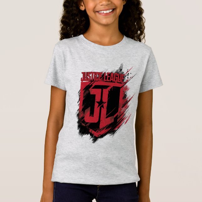 Justizielle Liga | Pinselstrich JL Shield T-Shirt (Vorderseite)