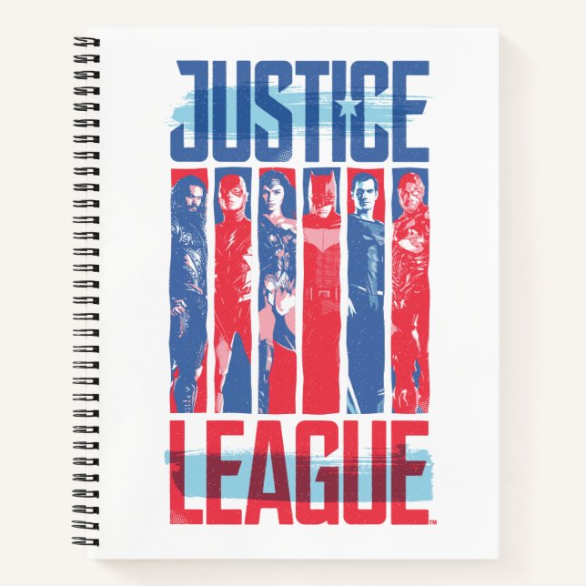Justizielle Liga | Pop der Blue & Red Group Art Notizbuch (Vorderseite)