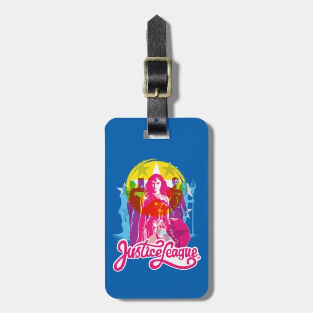 Justizielle Liga | Retro Group & Logo Pop Art Gepäckanhänger (Vorderseite vertikal)