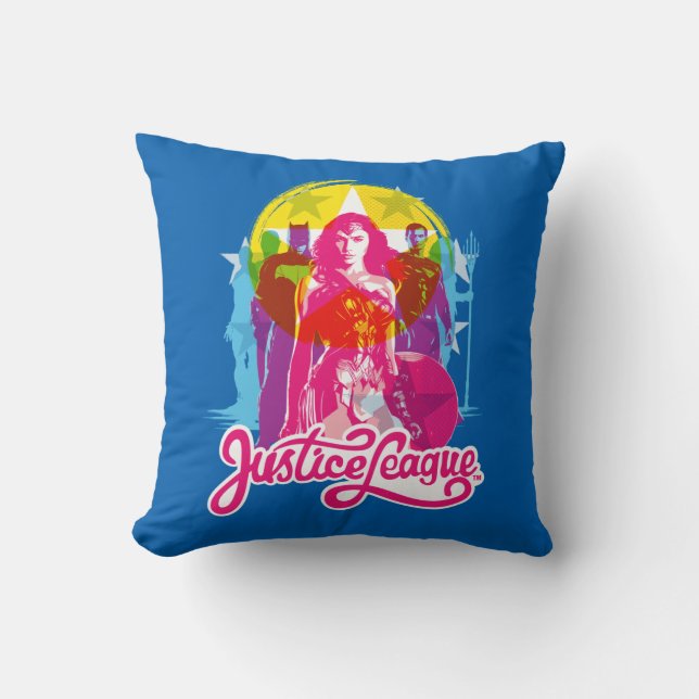 Justizielle Liga | Retro Group & Logo Pop Art Kissen (Vorderseite)