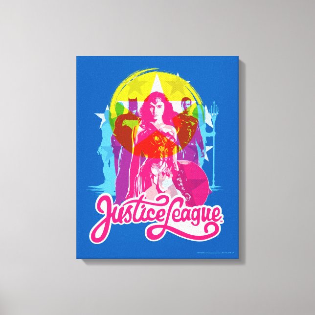 Justizielle Liga | Retro Group & Logo Pop Art Leinwanddruck (Vorderseite)