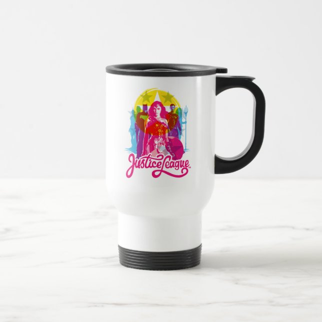 Justizielle Liga | Retro Group & Logo Pop Art Reisebecher (Rechts)