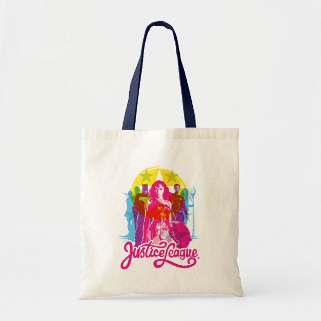 Justizielle Liga | Retro Group & Logo Pop Art Tragetasche (Vorne)
