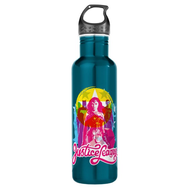 Justizielle Liga | Retro Group & Logo Pop Art Trinkflasche (Vorderseite)
