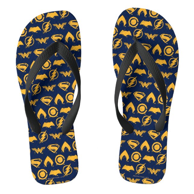 Justizielle Liga | Stylisierte Teamsymbole Lineup Flip Flops (Fußbett)