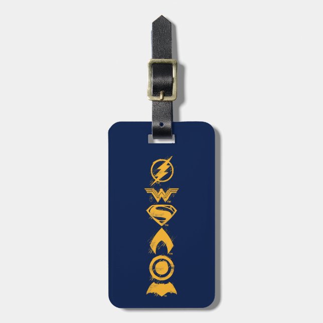 Justizielle Liga | Stylisierte Teamsymbole Lineup Gepäckanhänger (Vorderseite vertikal)